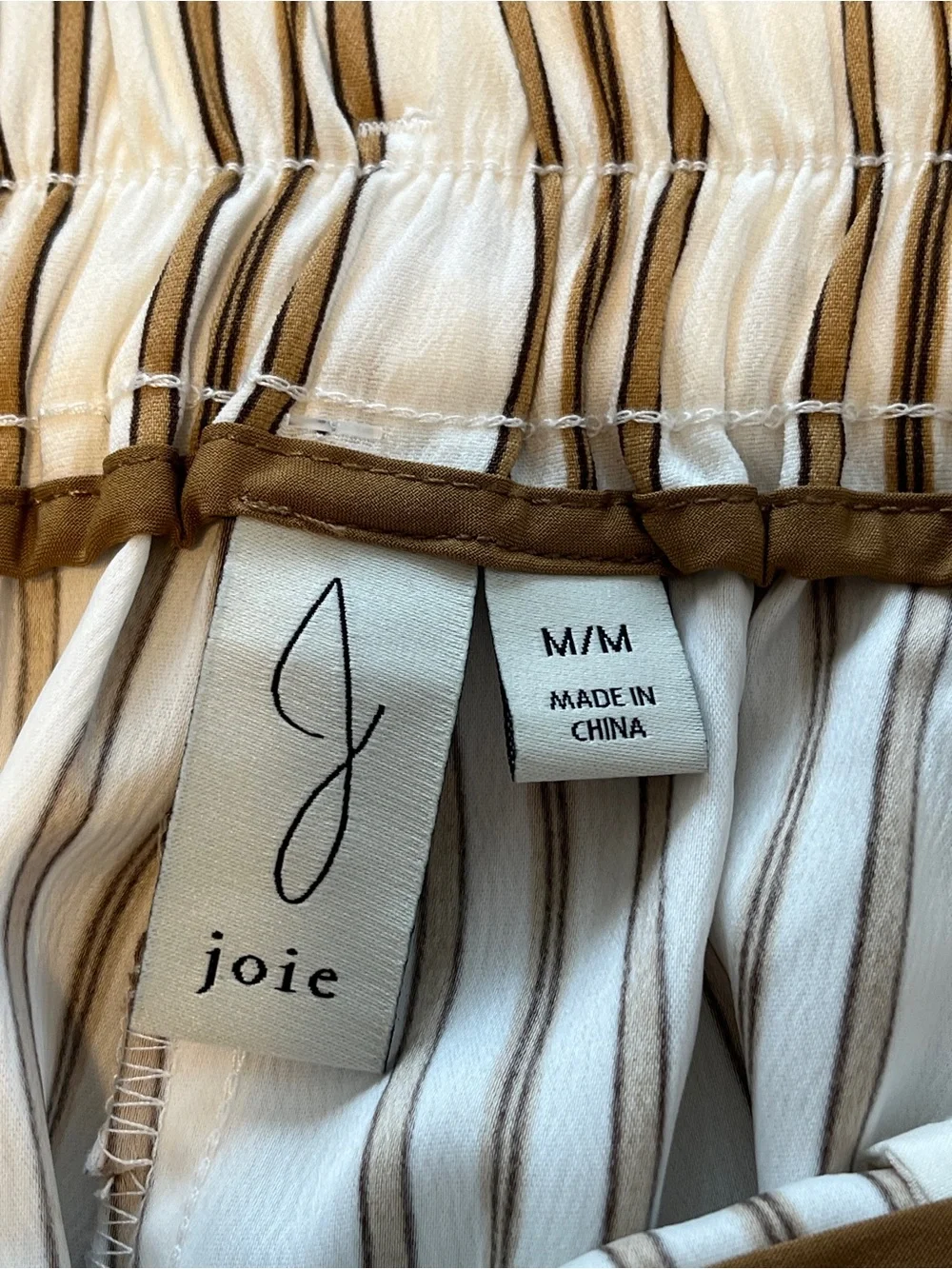 Joie Women White and brown Stripe Drawstring Bermuda Shorts Size M casual
